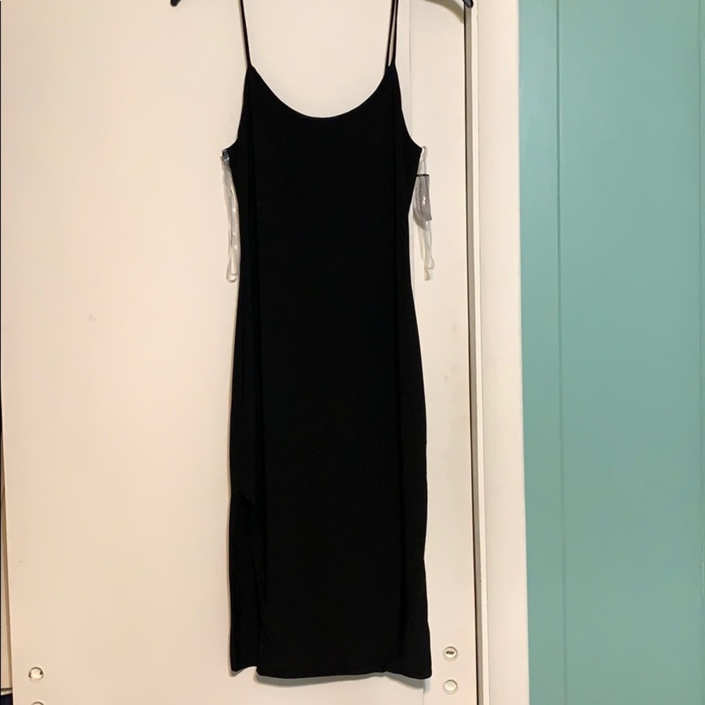 Black slinky spandex dress with slit